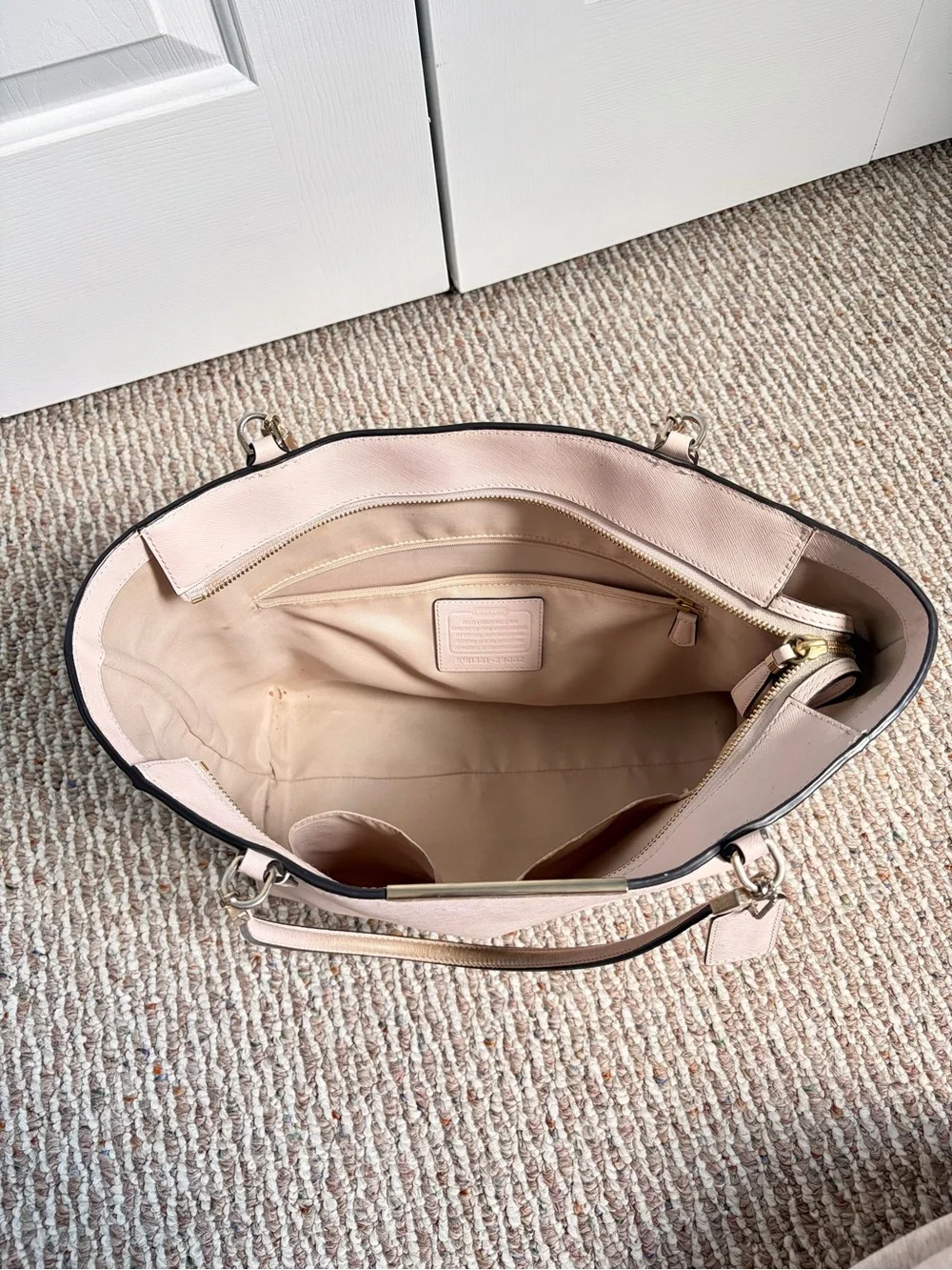 Coach Madison Saffiano Leather East West Tote Bag in Blush Pink